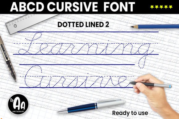 Abcd Cursive Dotted Lined2: A Handwritten Font with Digital Charm